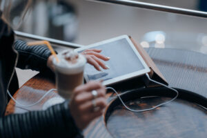 Digital Reading concept showing a tablet displaying online learning and eBook content.