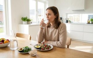 Health and Wellness lifestyle with a healthy meal and proper hydration