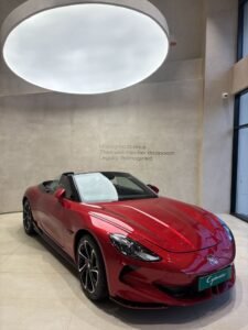 MG Cyberster EV electric sports car with futuristic design and scissor doors