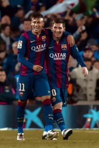 Messi and neymar celebrating together after scoring on the sports known as Football: The World's Most Popular Sport