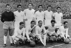 Historic Real Madrid football team representing the club's rich history