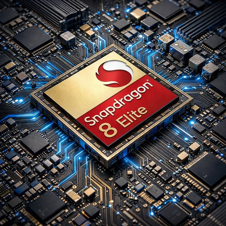 Snapdragon 8 Elite processor on a high-tech motherboard illustrating the Snapdragon Price Hiking trend and its impact on smartphone chipset costs in 2026