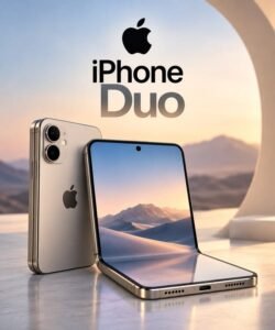 iPhone Duo foldable iPhone concept with dual-screen display.