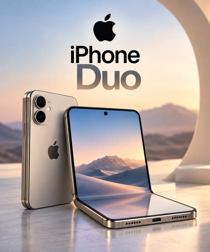 iPhone Duo foldable iPhone concept with dual-screen display.